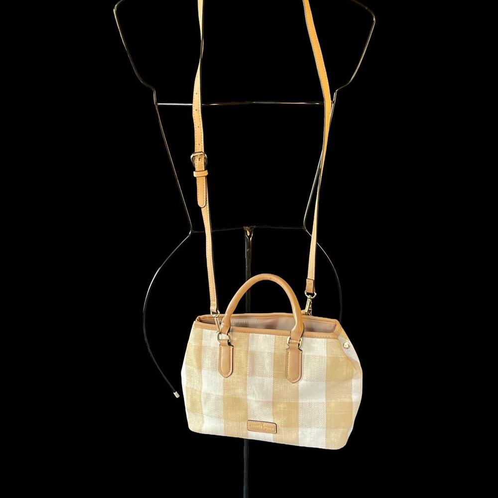 Nanette Lepore Elegant Tan Checkered Crossbody Handbag